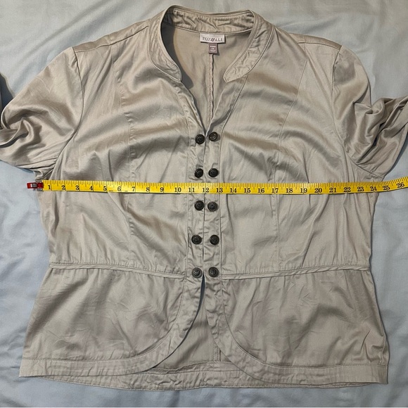 Roz & Ali Tan Button-Up Utility Jacket 2X - Picture 10 of 13